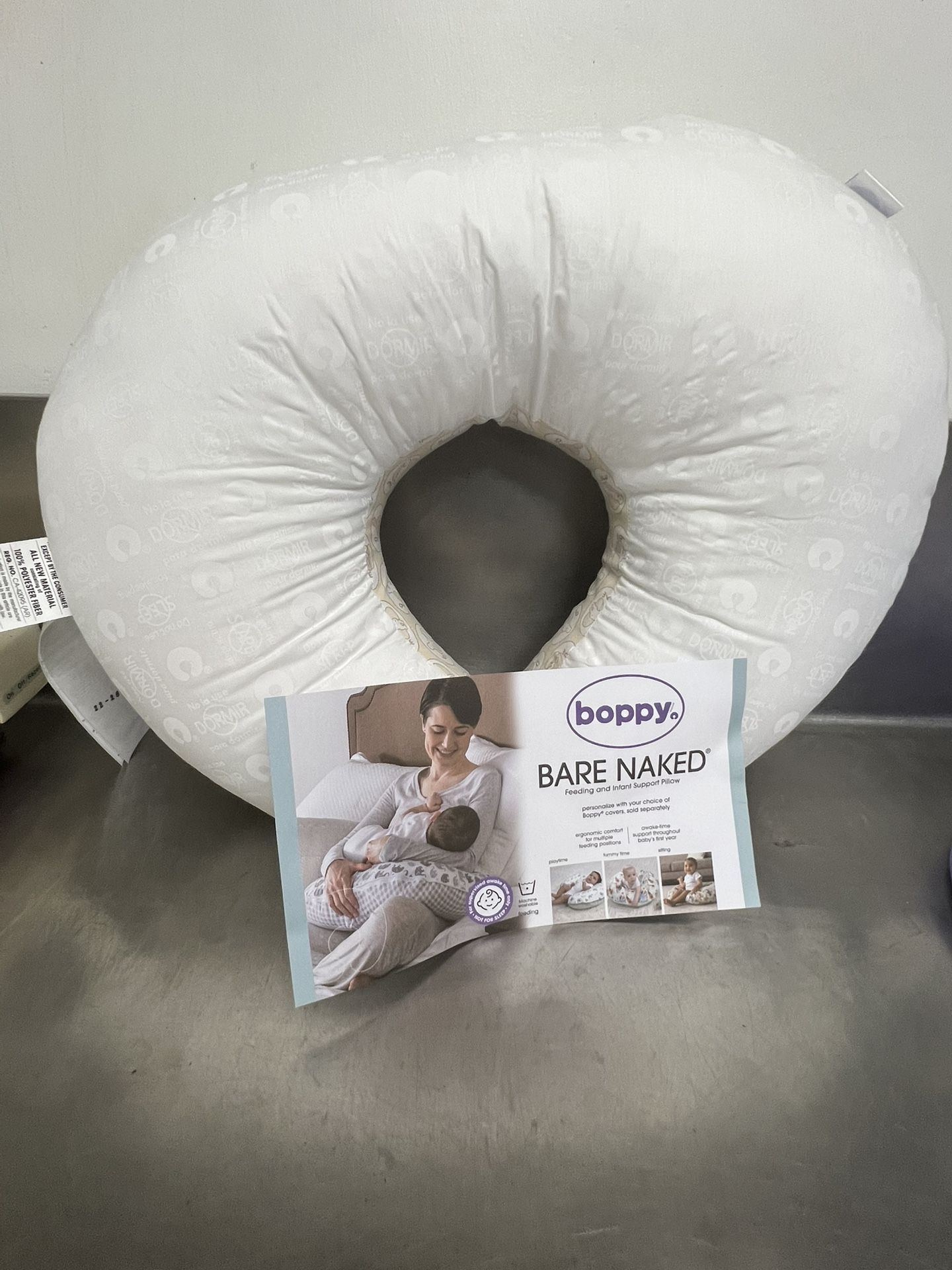 Boppy Bare Naked Nursing Breast Feeding Infant Support Pillow with Case NWOT