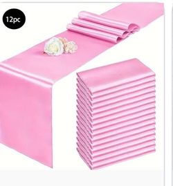 12 satin pink table runners new