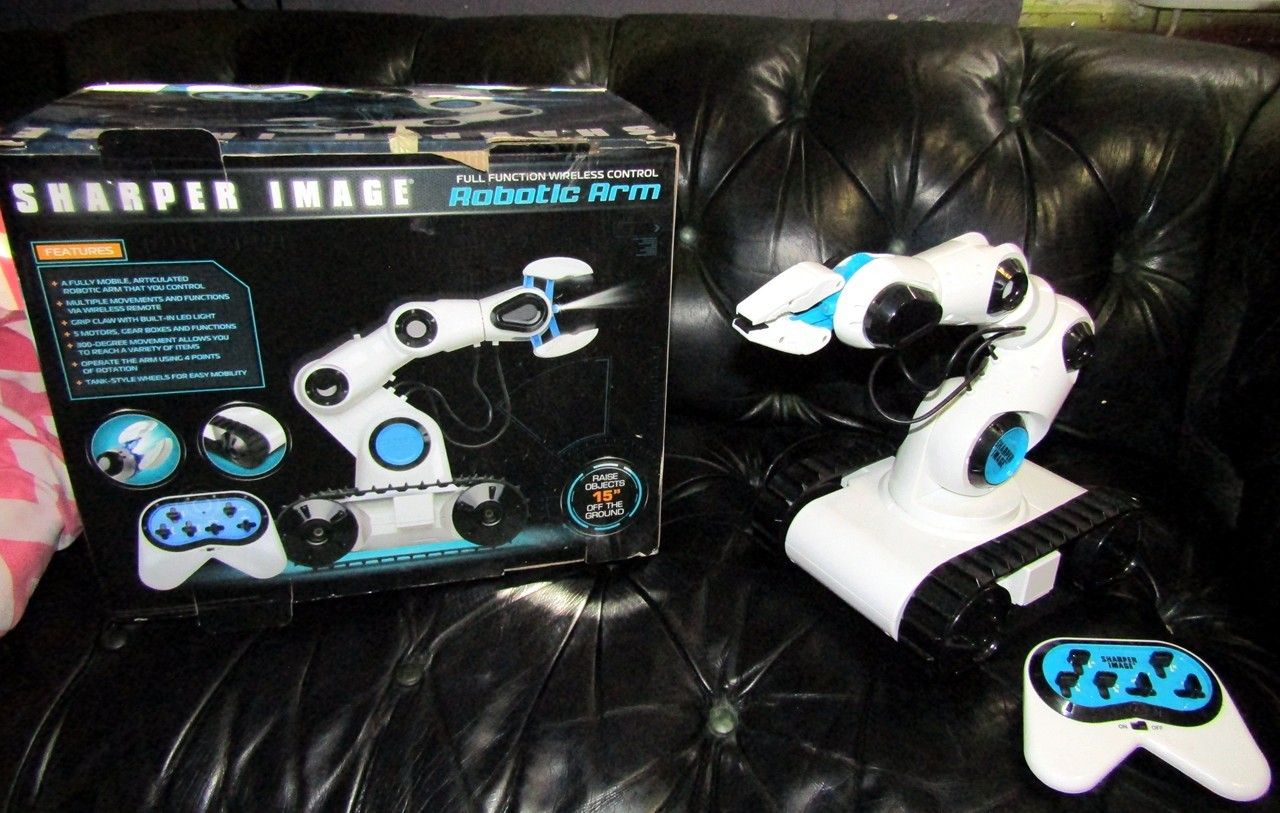 Sharper Image Remote Control Robotic Arm with Spotlight Claw & Tank Tread Wheels