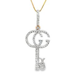 10k Yellow Gold Diamond Gucci Double G Key Necklace Set 1/2 ctw