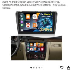 [2G+ 64G] Car Radio for Mazda 3 2004 2005 2006 2007 2008 2009, Android 13 Touch Screen Car Play Mazda 3 Stereo, Carplay/Android Auto/EQ Audio/SWC/Blue