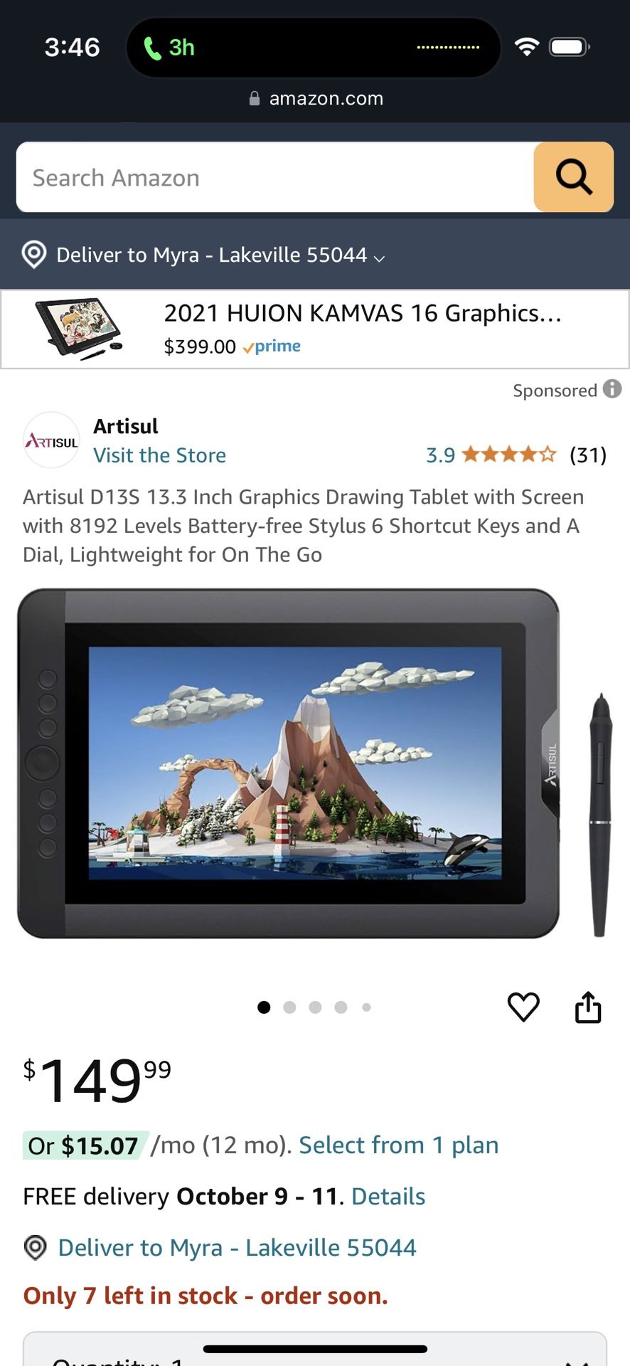 Artisul D13S Drawing Tablet