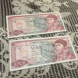 Lot Of 2 20 Pesos