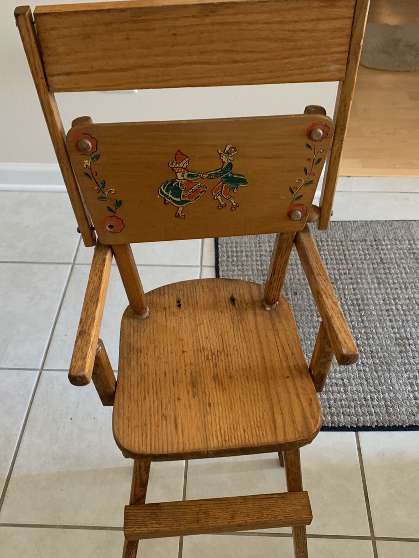 Antique Wood Doll Cass Toys High Chair