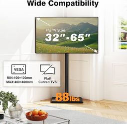 Floor TV Stand for [32-65] inch Plasma LCD LED OLED Flat/Curved Screen TVs, Minimalist Television Stand with Heavy-Duty Base, Space-Saving Corner TV M
