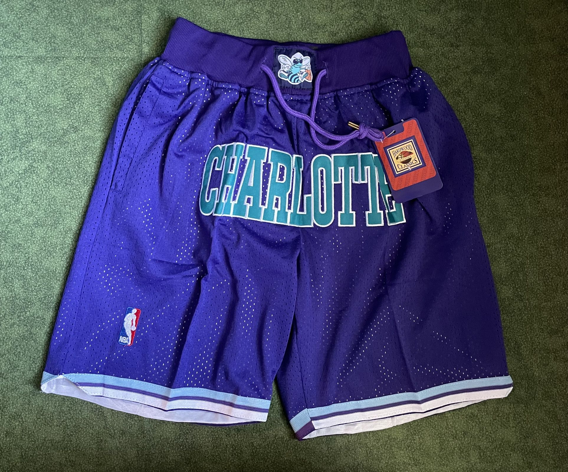 CHARLOTTE HORNETS JUST DON NBA BASKETBALL SHORTS BRAND NEW WITH TAGS SIZE MEDIUM 