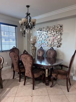 dining room table with the chairs