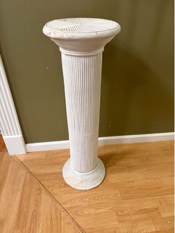 Vintage Coastal Washed Pencil Reed Pedestal 36.75”H