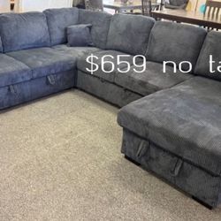 4-pc Sectional Sofa With Pullout Bed & Storage 