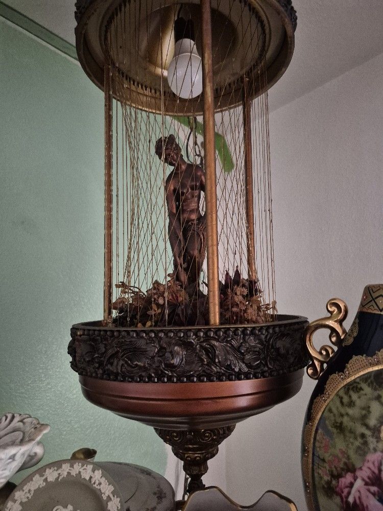 large antique oil rain lamp