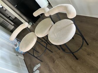 Cream Boucle Bar Stools - Set of 3