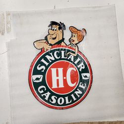 Fred Wilma Flintstones Sinclair Oil Gas Station Company Steel Metal Sign 