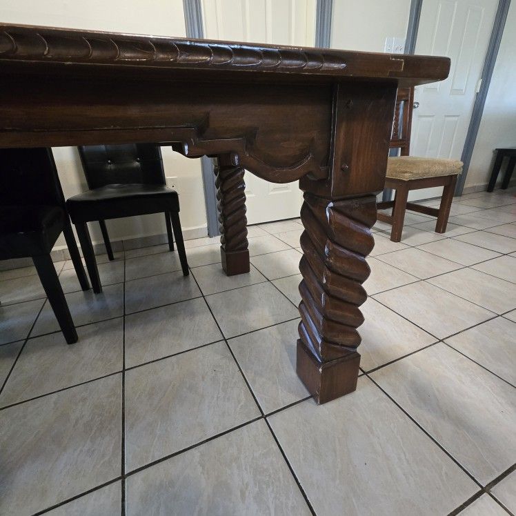 solid wood table and chairs