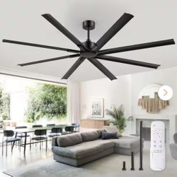 84 in. Indoor/Outdoor Matte Black Downrod and Angled Mount Industrial Ceiling Fan with Remote Control Included