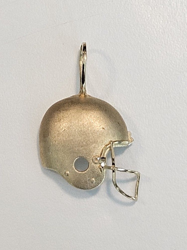 14k Solid Gold Football Helmet Pendant