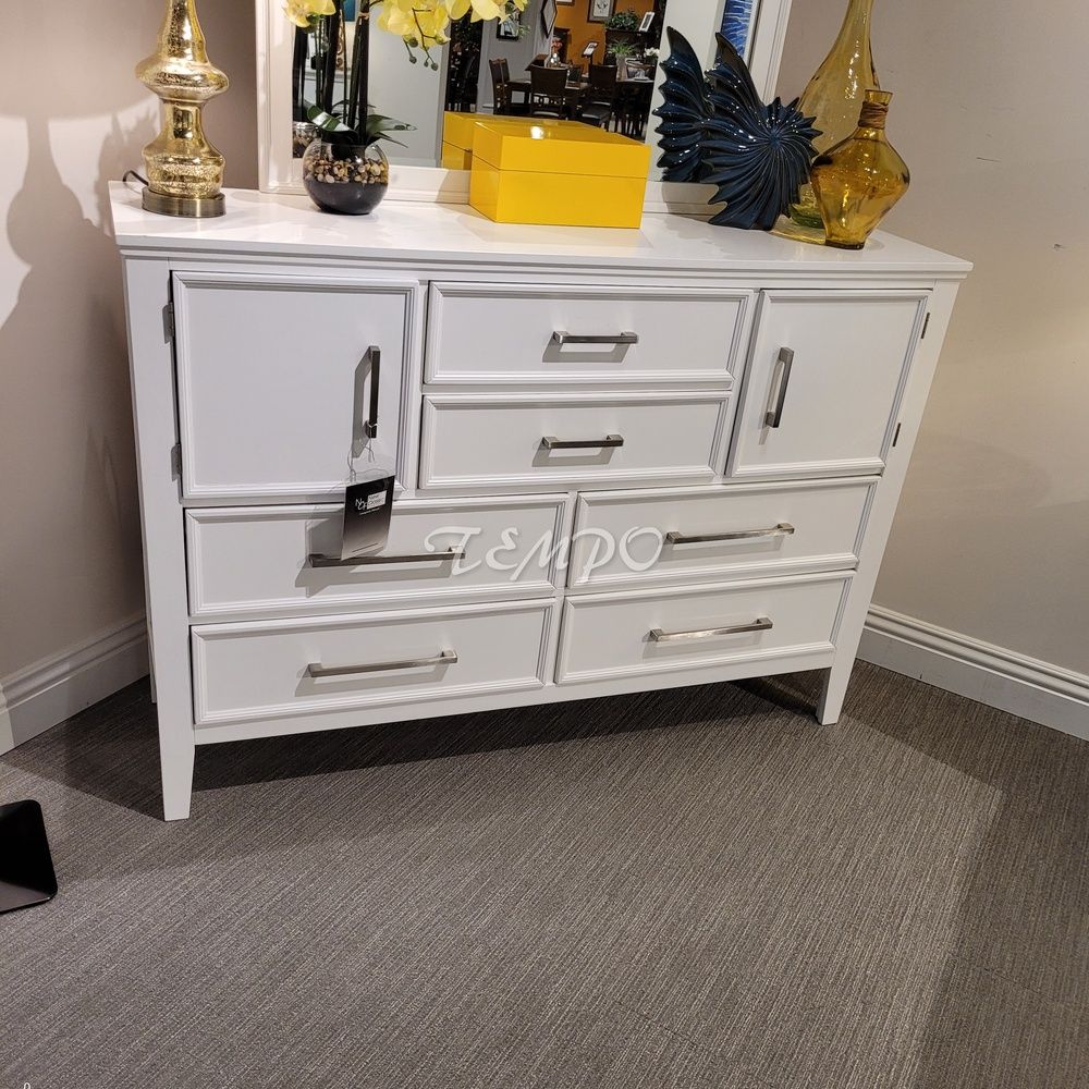 Solid Wood Dresser, White Color, SKU#10B677W-D