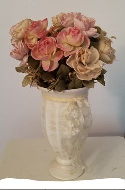 Ceramic vase and faux roses