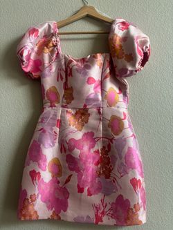 Lulus Floral  Mini Dress Square Neck Size S Pink