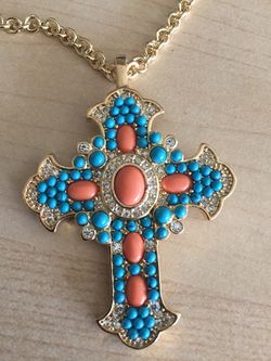 Cross charm and necklace Brand New