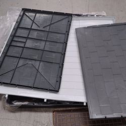 LEMBERI Durable Waterproof Plastic Dog House for Small to Large Sized Dogs, Indoor Outdoor Doghouse Puppy Shelter with Elevated Floor, Easy to Assembl