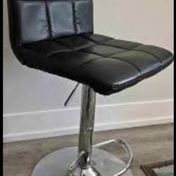 Faux Black Leather Height Adjustable Swivel Bar/Barber Stool 