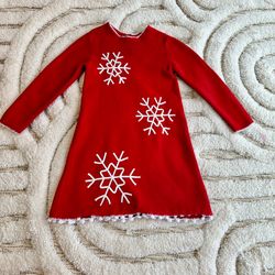 Hanna Andersson Snowflake Red Sweater Dress | Size 3T/90
