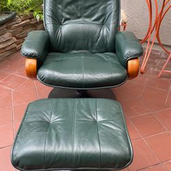 Green Leather Chair And Ottoman  FREE