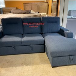 New Double sleeper sofa bed with chaise/storage space