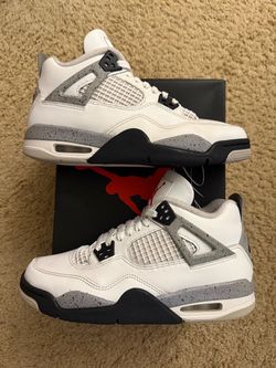 Size 7y (Used condition, comes with original box) - 2025 Air Jordan 4 retro white cement GS