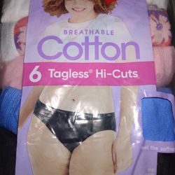 Hanes Size 7. Breathable Cotton Pack Of Six Tagless High Cuts.