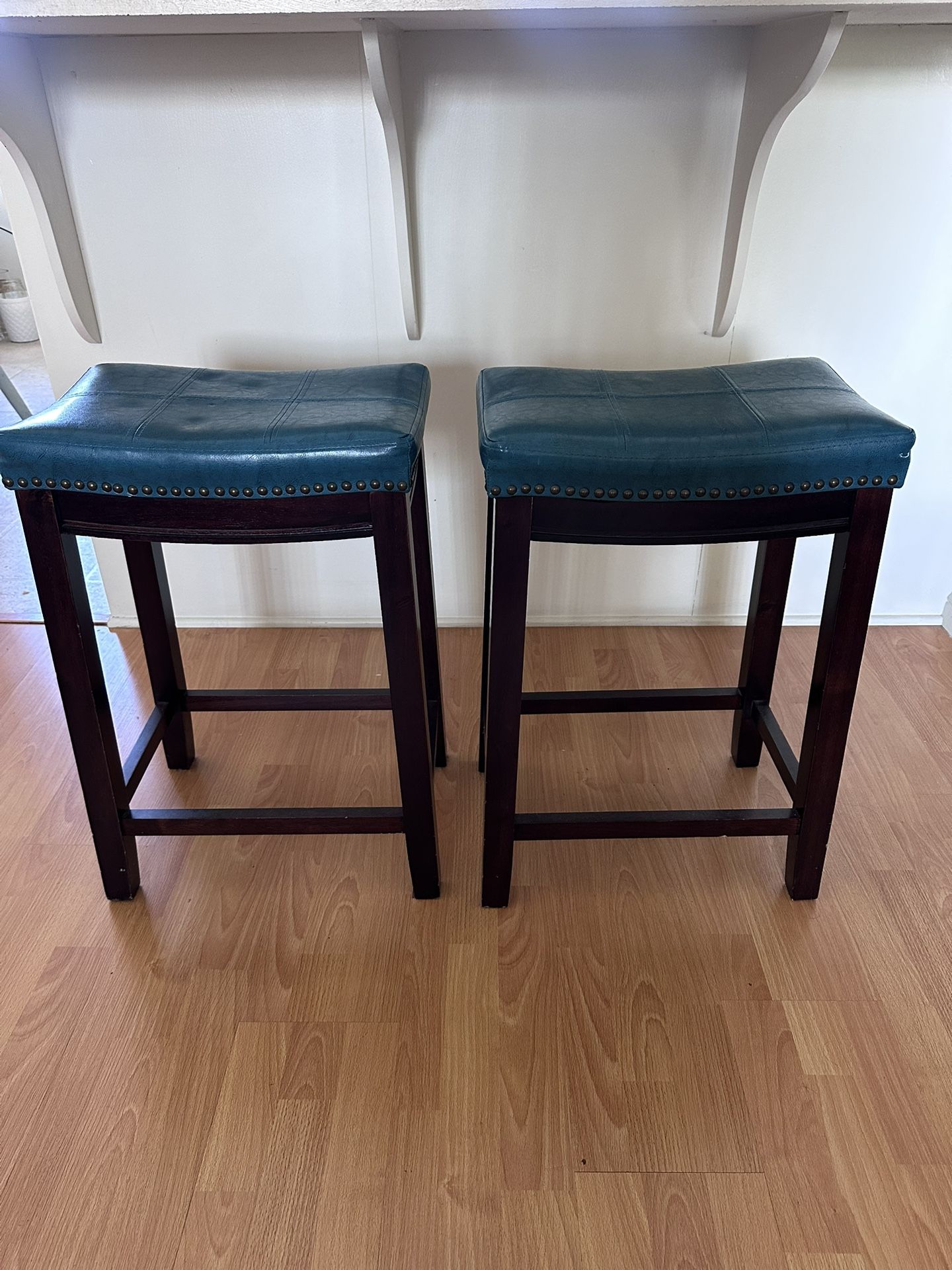 Turquoise Wooden Bar Stools