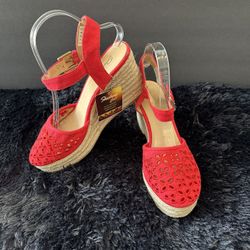 Skechers Women’s Red Wedge Sandals Size 9
