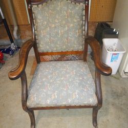 Vintage Solid Wood Chair W/wooden Rollers