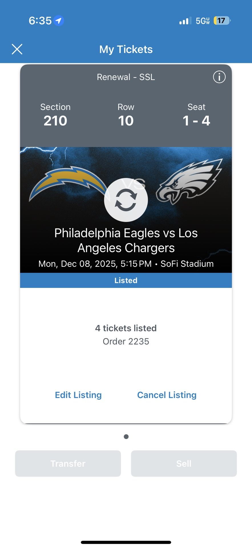 Orange parking Pass Eagles Vs Chargers MNF