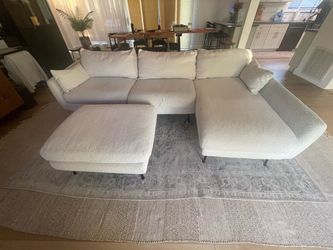 Albany Park Boucle Sectional  with Ottoman