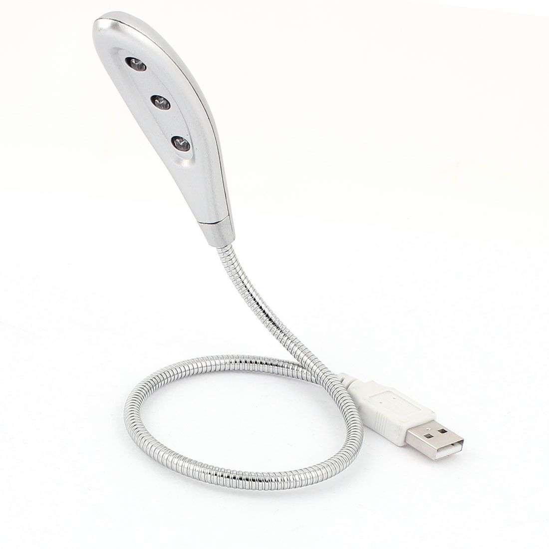 Home Desktop Portable Flexible Goose Neck USB 3 LEDS Light for Notebook Laptop  Silver