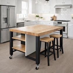 Cover photo is  just to give you an idea what it would look in your kitchen Custom handmade butcher block table, sit down and prep table.