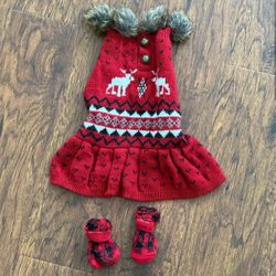 Dog Sweater Dress Outfit with Matching Socks