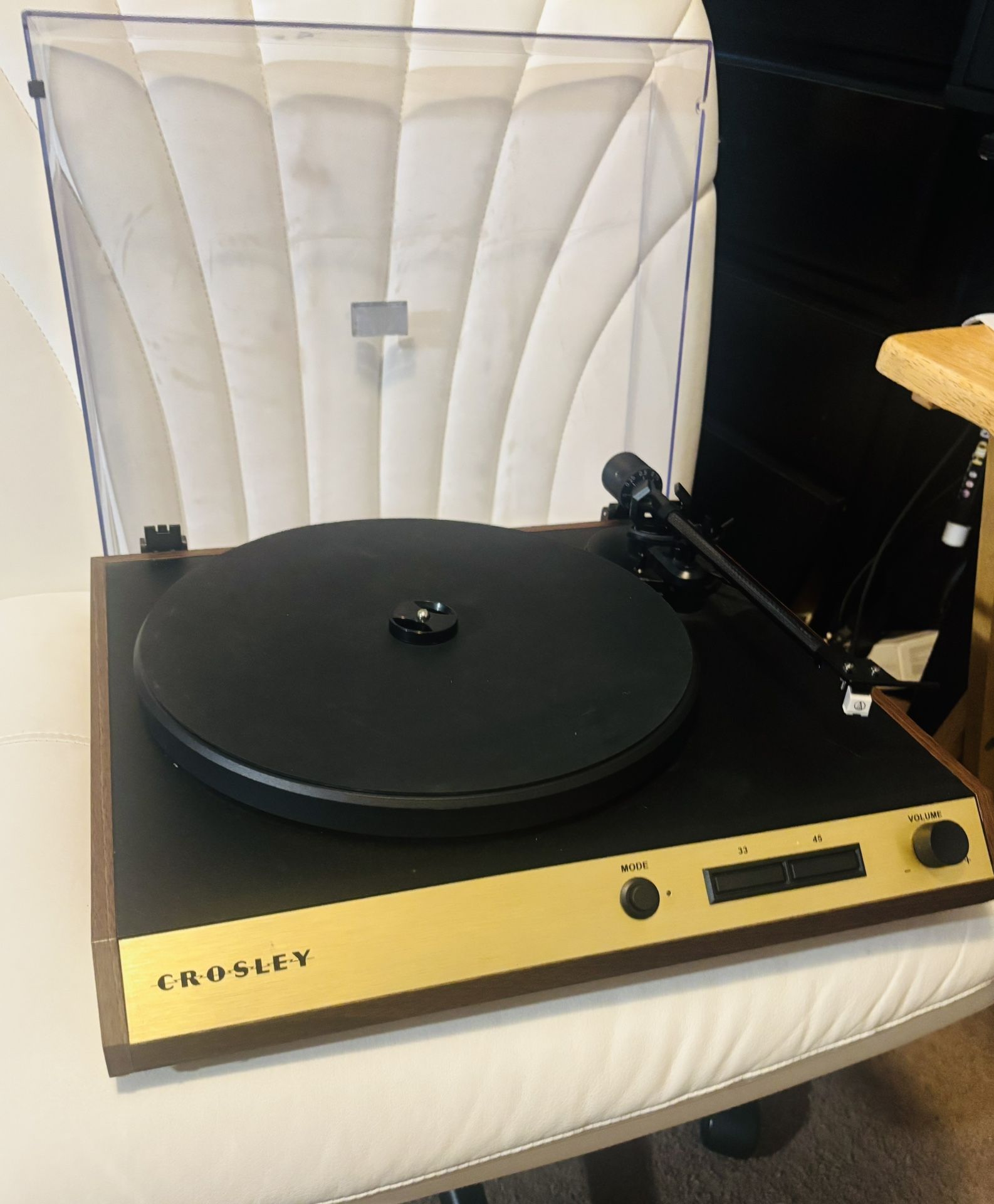 Crosley C72 2-Speed Belt-Drive Bluetooth Turntable Record Player (Walnut) | 80W Speakers | Carbon Fiber Tonearm