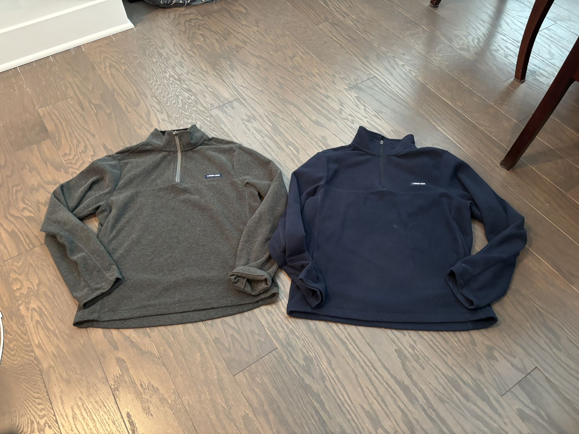 NWOT - men’s Lands End fleece 1/4 zip jackets, size small (navy and grey)