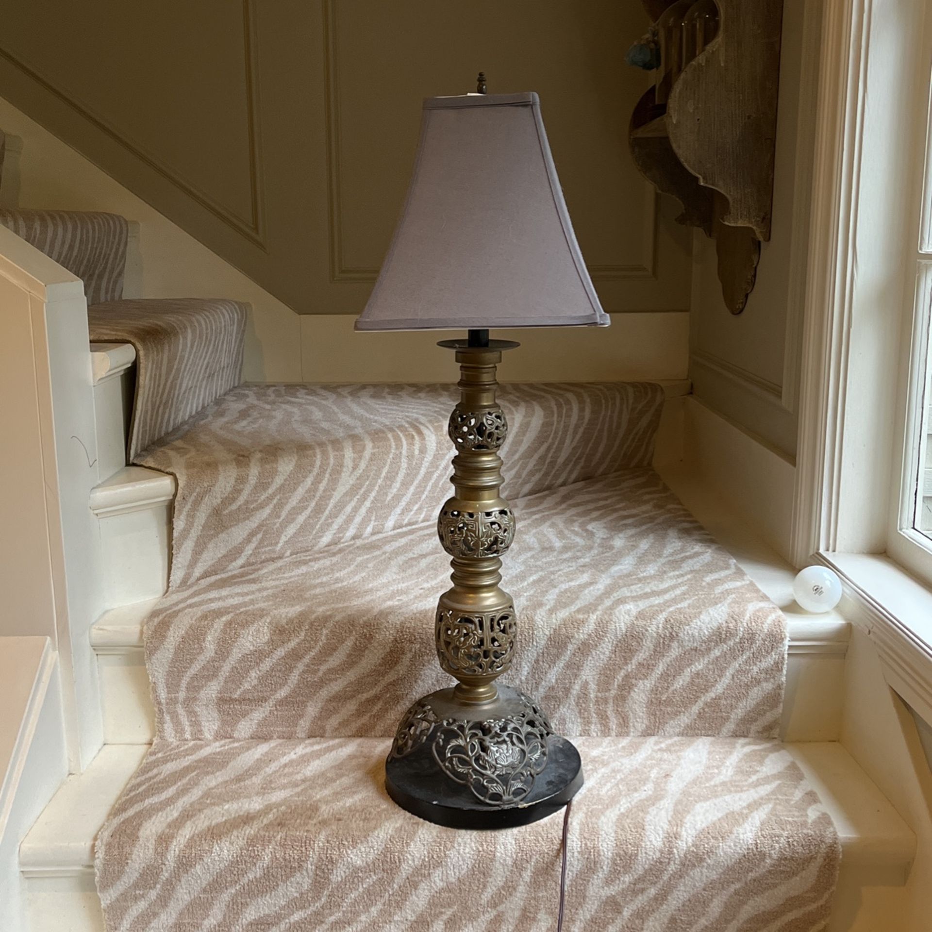 Large Antique Brass Asian Table lamp