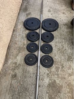 Standard weight set 90 lbs + bar- clips
