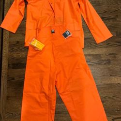 Helly Hansen Men's Fisherman Jacket Pants Orange Sz Small Medium
