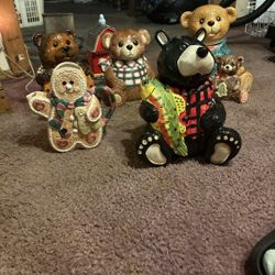 Bear Cookie Jars And Ginger Bread Tea Kettle 