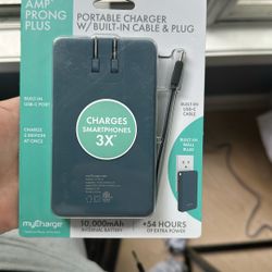 Portable Charger W/ Built In Cable + Plug
