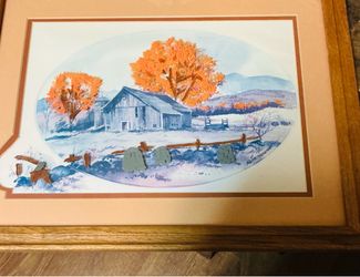 Keith Hoffman Framed Barn Landscape Art it’s 14 by 18 inches