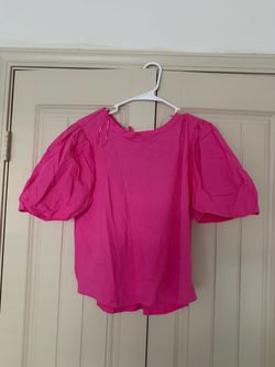 New Hot Pink Puff Sleeve Top
