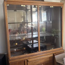 China cabinet center with glass doors and glass shelves