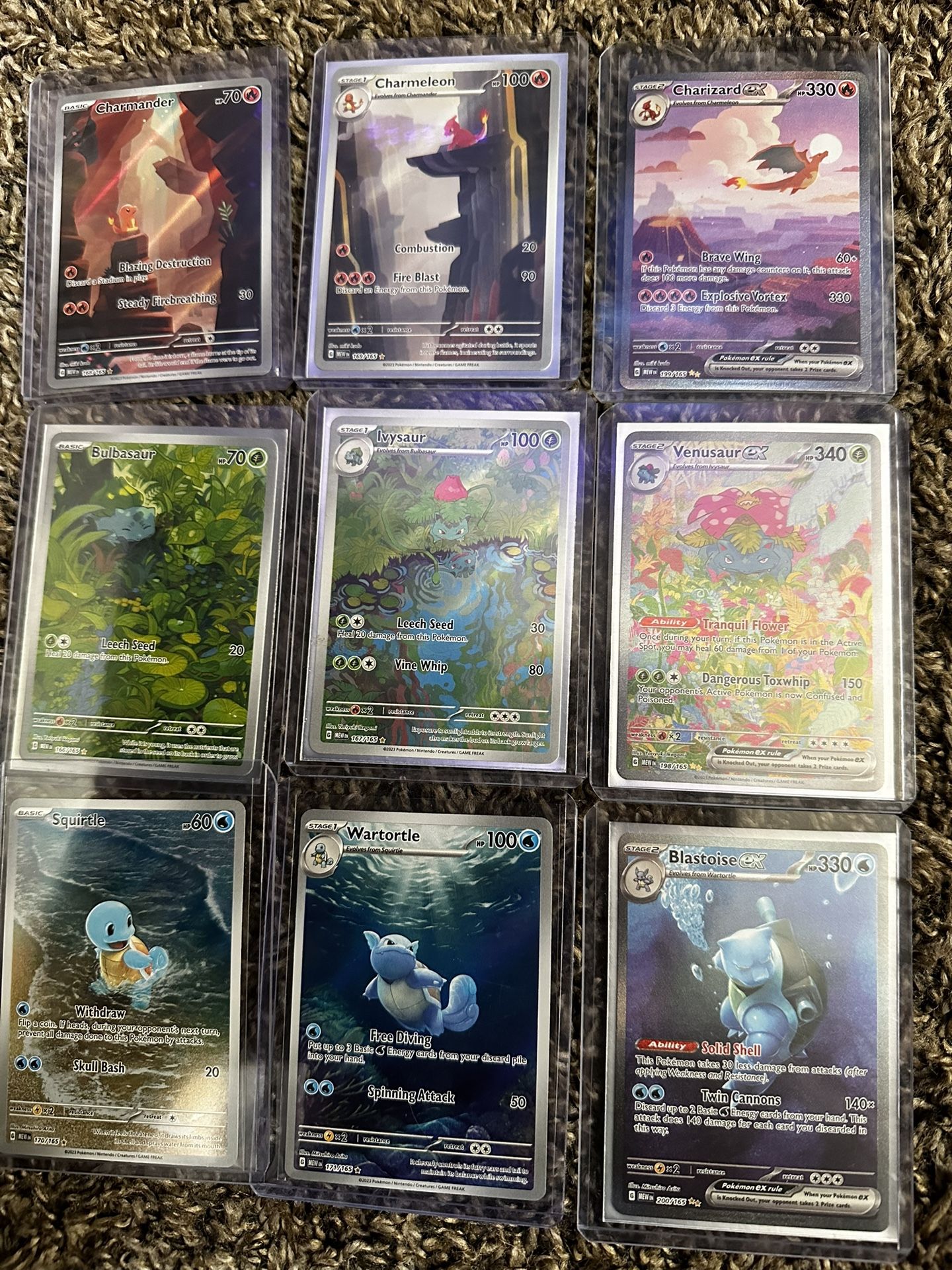Pokémon 151 Starter Evolution Alt Arts (charizard, Blastoise, Etc) All 9
