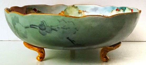 O&E.G. Royal Austria Floral Bowl with Gold Rim